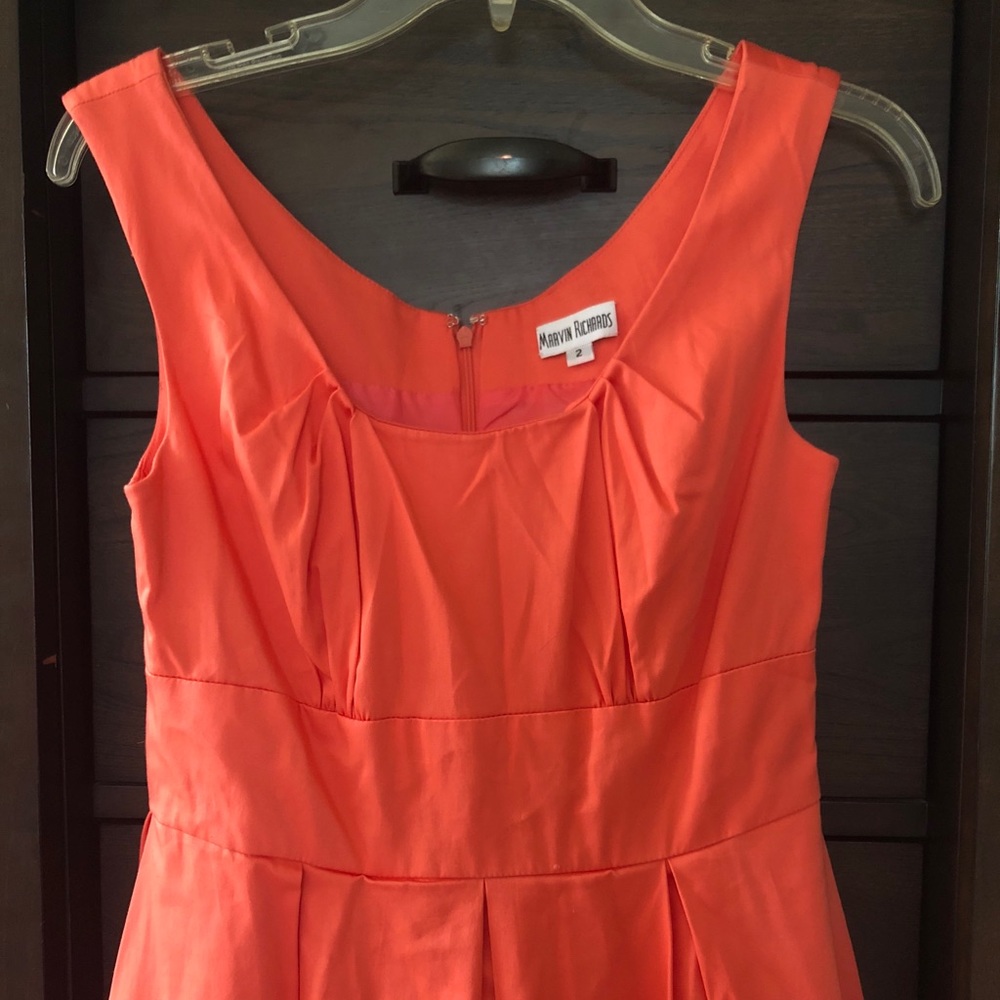 Peach/ coral pleated dress